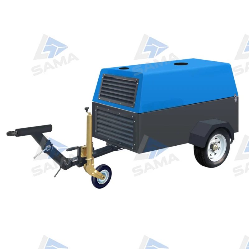 125 CFM Diesel Air Compressor 7-10 Bar Portable Rotary Screw Air Compressor Towable Mobile Air Pump for Mining Construction