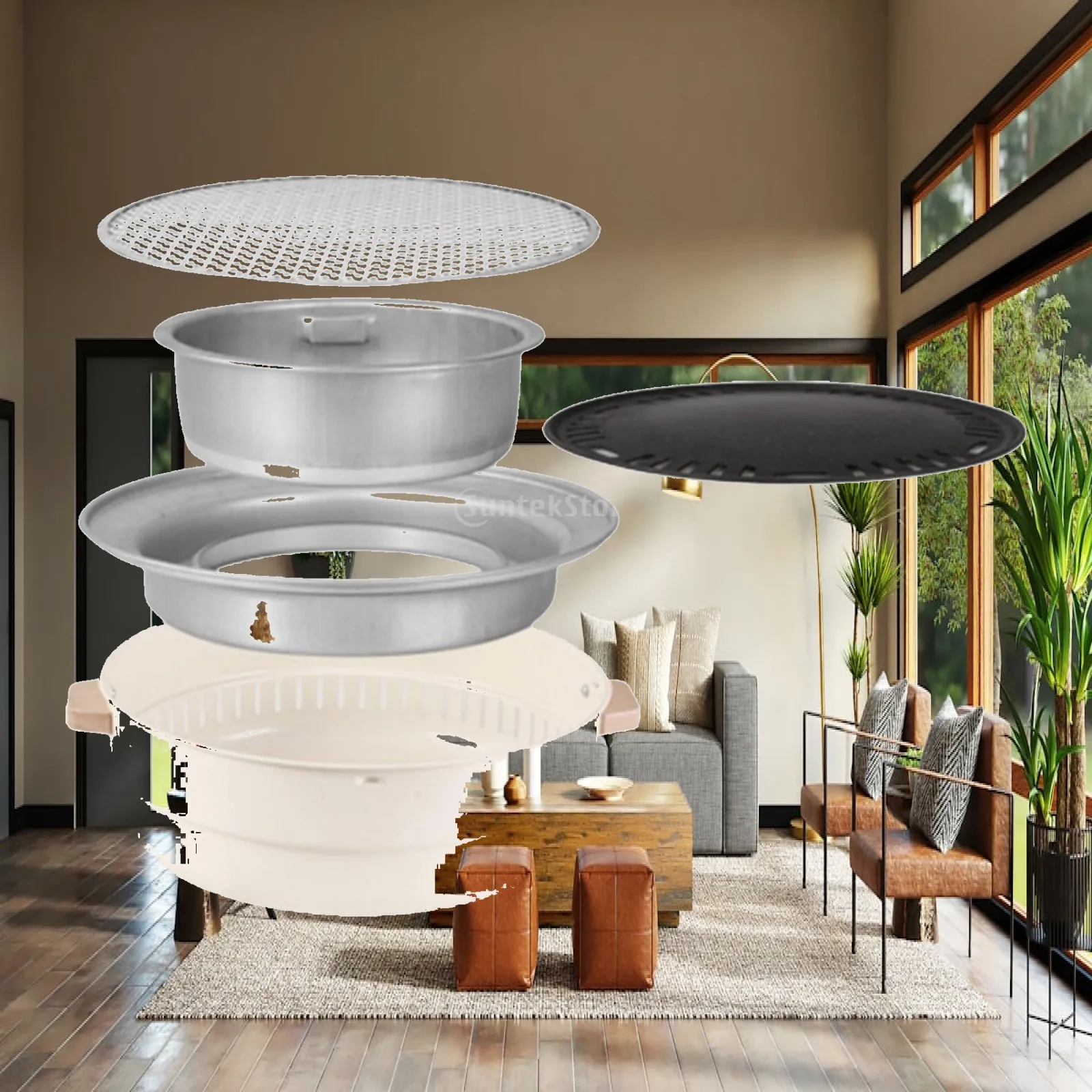 Portable Grill with Grilled Net Carbon Barbecue Grill bbq for BBQ Patio