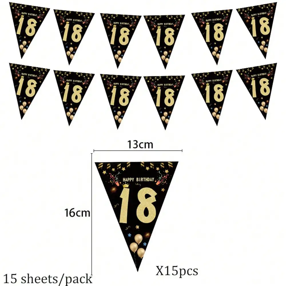 1set Gelukkige Verjaardag Bunting Banner 30/40/50/60/70/80th Party Decoraties Driehoek Vlag Guirlande voor Milestone Verjaardag Celebratio