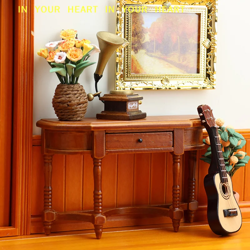 

1:12 Dollhouse Miniature Retro Half-side Table Sideboard Furniture Home Model Decor Toy Doll House Accessories