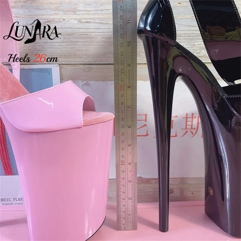 26cm/10Inch Pink Patent Extreme High Heel Sandals Ankle Strap Open Toe Adjustable Buckle Non-slip Sexy Nightclub Ladies view 5