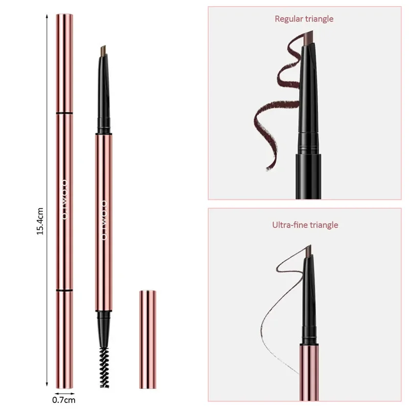 O.TWO.O-lápiz de cejas triangular ultrafino, 6 colores, definidor de cejas preciso, larga duración, resistente al agua, Rubio, marrón, maquillaje para cejas