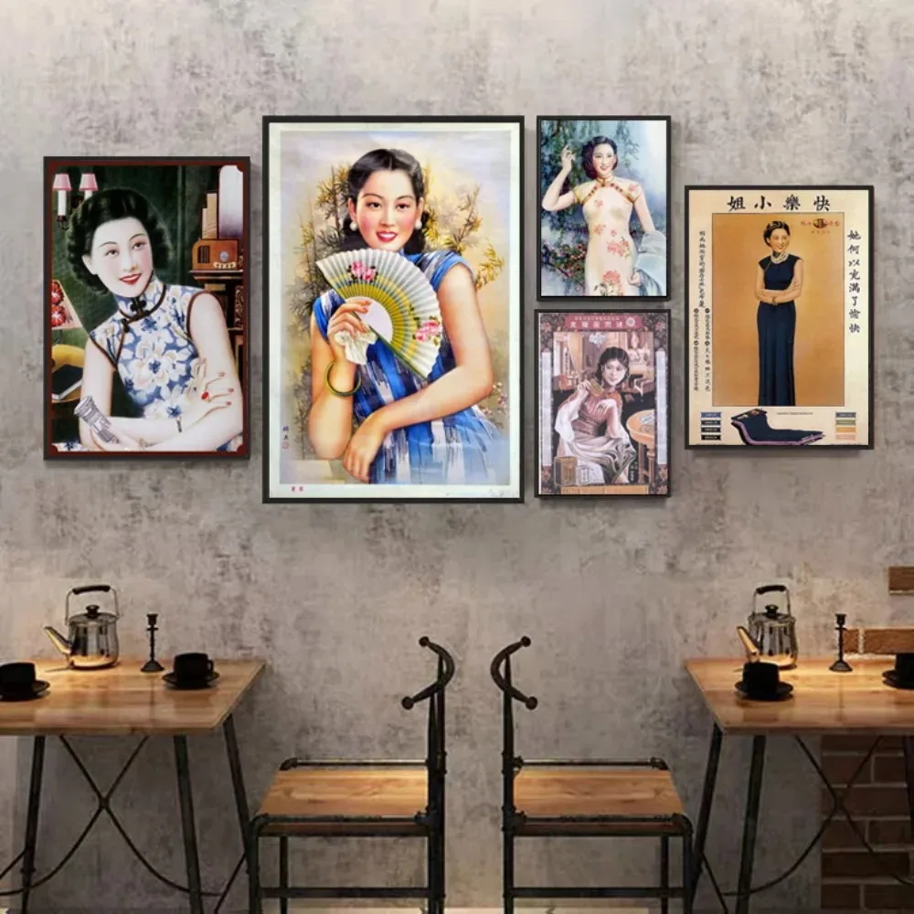 شنغهاي القديمة ريترو مطعم خمر الصين الملصقات صور قماش جدار ديكور فني لوحات لغرفة المعيشة الديكور #1