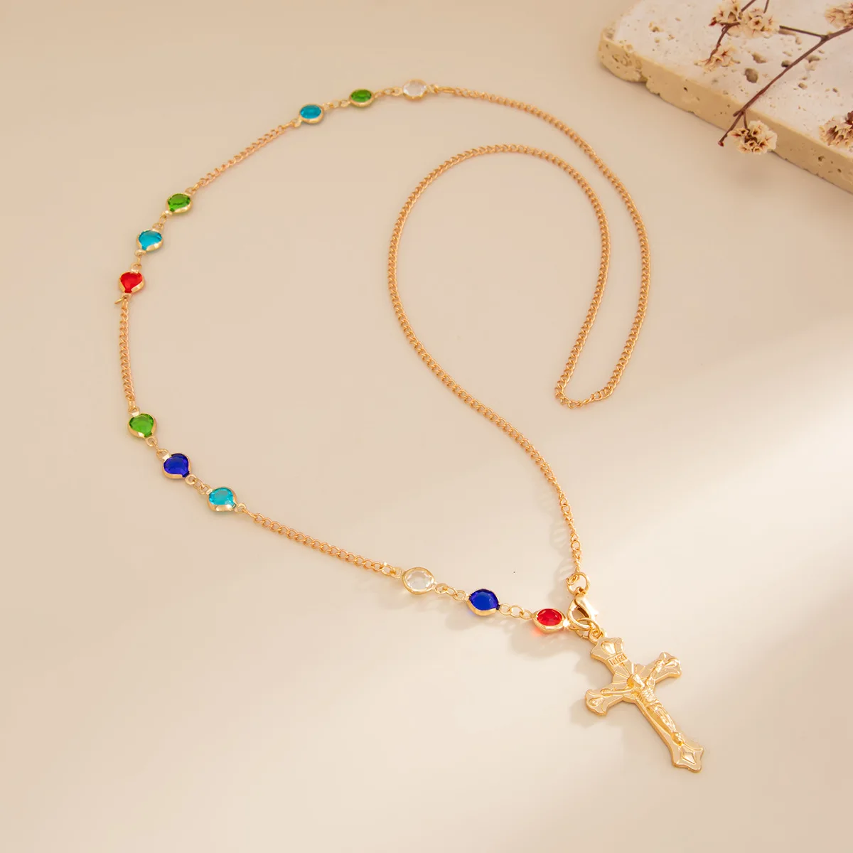 Minimalist Cross Crystal Back Necklace Body Chain for Women Simple Delicate Cubic Zirconia Gold Chain Open Back Dress Jewelry view 6