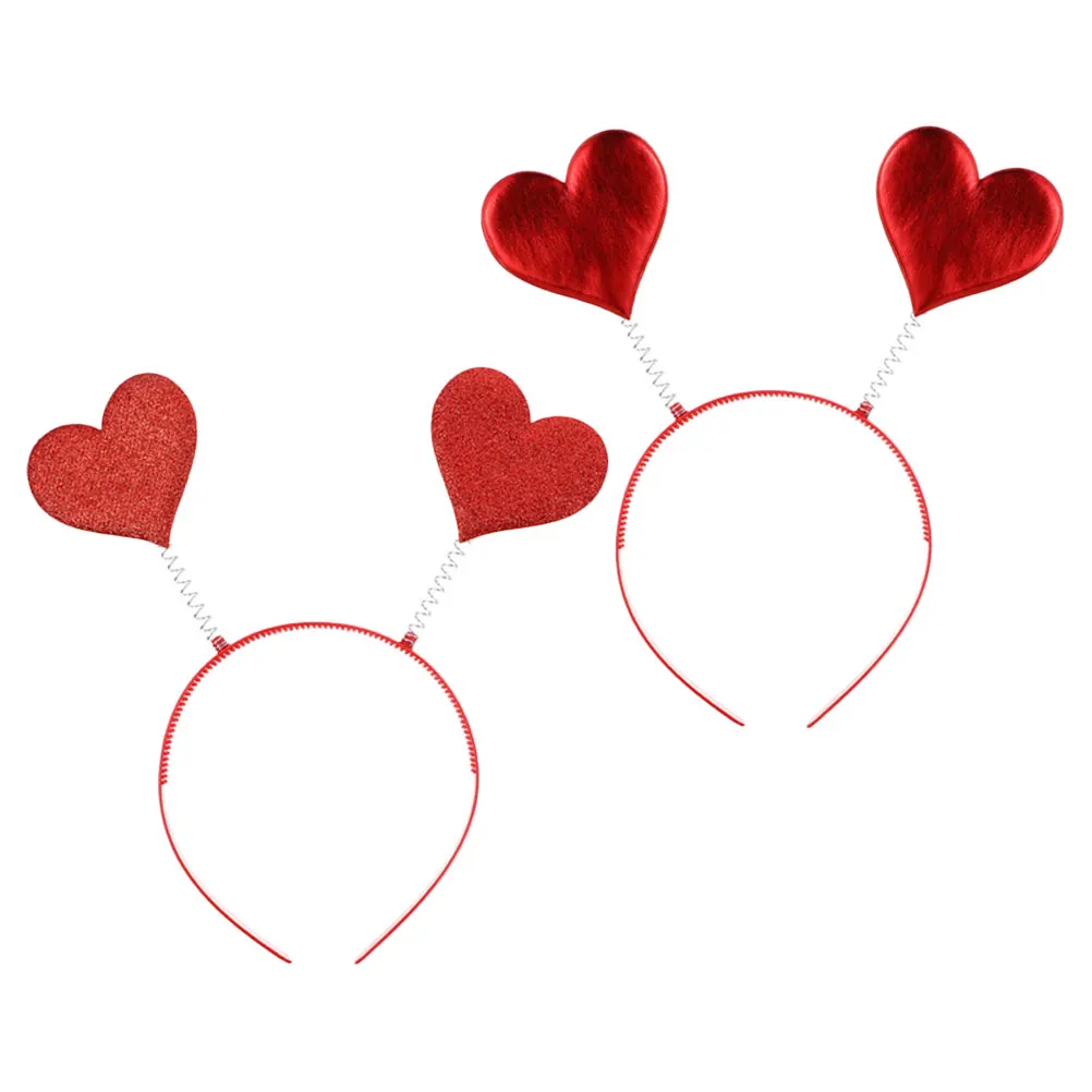 

2 Pcs Heart Headband Valentines Bopper Photo Prop Antenna Party Love Cupid Hair Accessories Valentine Gifts Women Girls Heart
