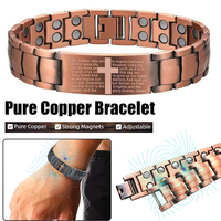 Mens Copper Magnetic Bracelets, Cross Pure Copper Bracelet with Double-Row Strength Magnets for Men Husband Dad Christmas Gifts