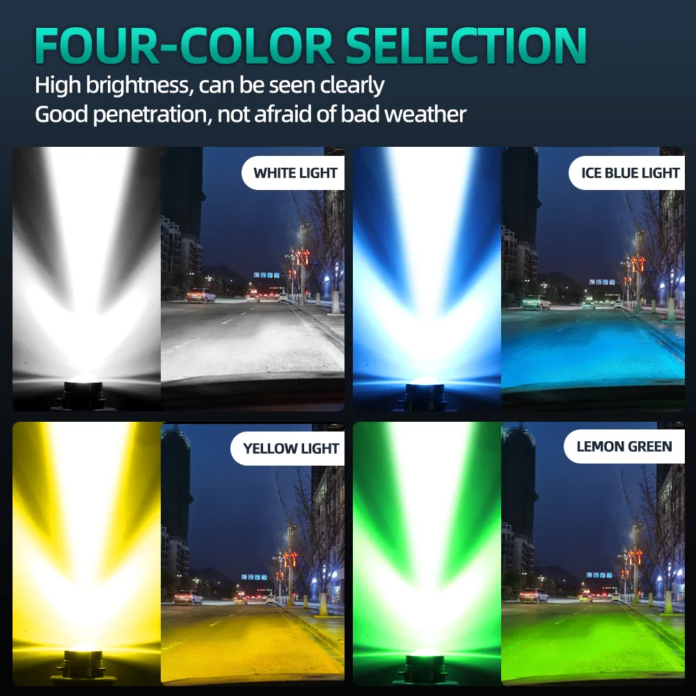 2pcs Car Bulbs Lemon Green Yellow White LED Fog Light Headlight H7 H8 H9 H11 9005 9006 Daytime Running Lamp For Auto Accessories