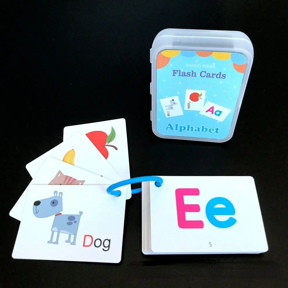 Children Kindergarten English Learning Food Animals Alphabet Memory Training Flash Cards Educational Toy Learning Cards