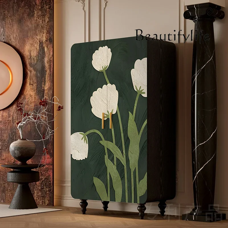 

yj15 French cream style flower solid wood wardrobe bedroom free installation wardrobe storage cabinet household