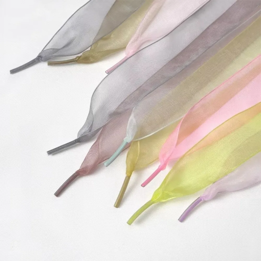 

New 4cm Width Chiffon Yarn Shoelaces 120cm Length Sneakers Use Flat Silk Shoelace Sneakers Rope Laces Replacement Laces