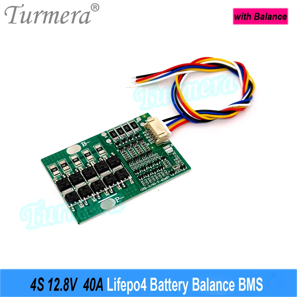 Turmera 3S 12.6V 4S 12.8V 40A Lifepo4 Lithium Battery Balance BMS 12V 5A Power Supply for 18650 21700 32700 33140 Batteies Use