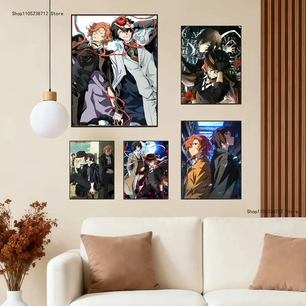 S-Soukoku Osamu Dazai Chuuya Nakahara Poster Prints Wall Art Painting Picture Gift Living Room Bar Restaurant Dec Sticker Large