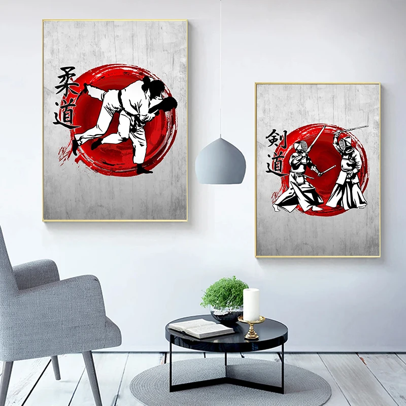 Jujitsu Karate Kendo Taekwondo Japan Martial Arts Poster Prints Canvas Painting Wall Art Picture For Living Room Home Decoration