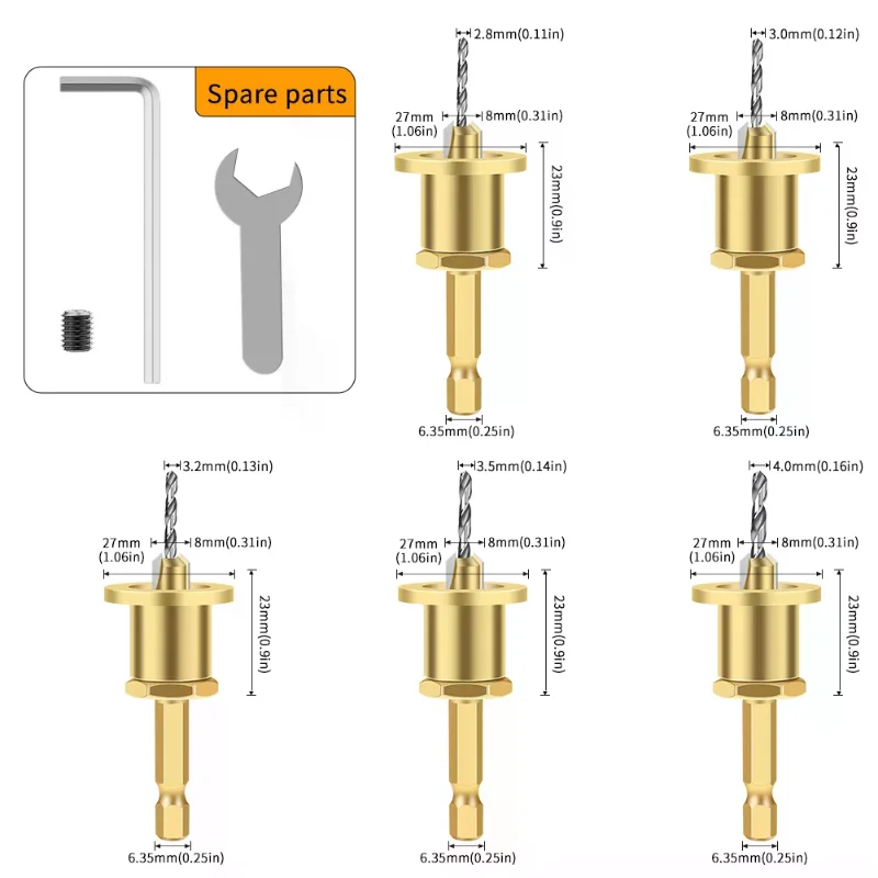 Adjustable Hexagonal Shank Countersunk Drill, Screw Step Drill, Self Tapping Screw Alloy Drill, Woodworking Tool