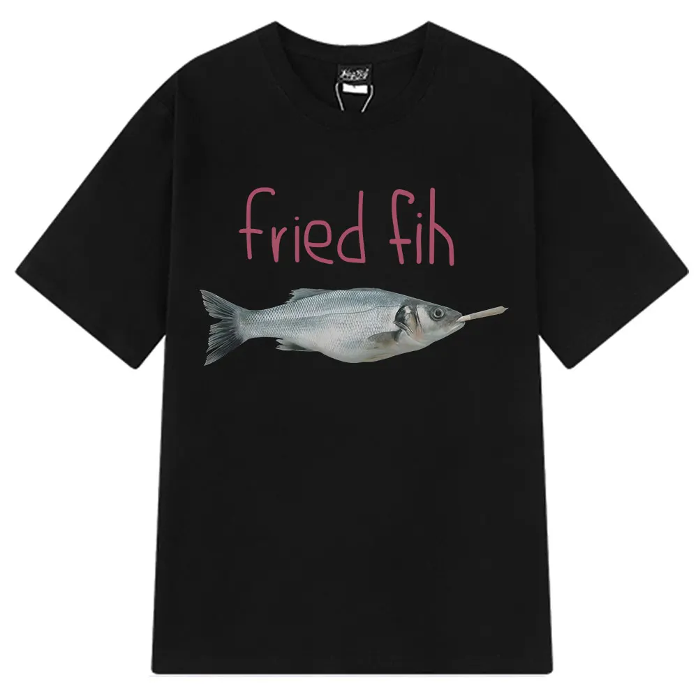

Футболка с рисунком Fih Fish Funny Meme для мужчин и женщин, футболки в стиле Харадзюку, летние хлопковые повседневные супер большие футболки в стиле хип-хоп, уличная одежда, топ