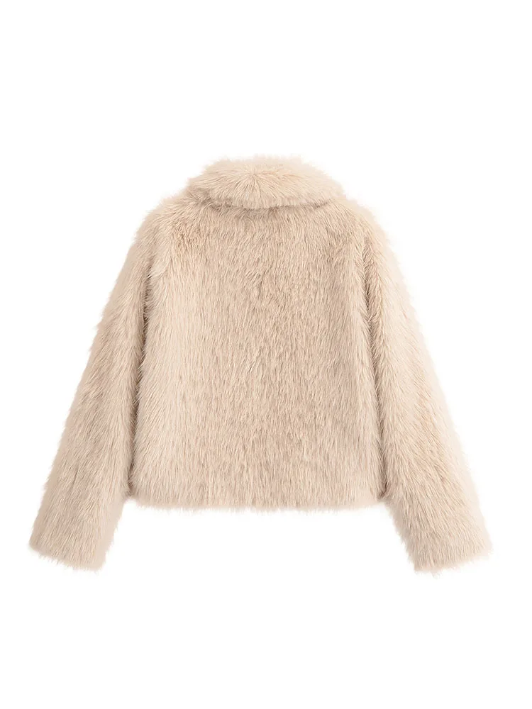 HH Women's Autumn And Winter Lapel Imitation Fur Jacket Short Thickened Warm Plush Top Retro Fashionable Temperament Jacket