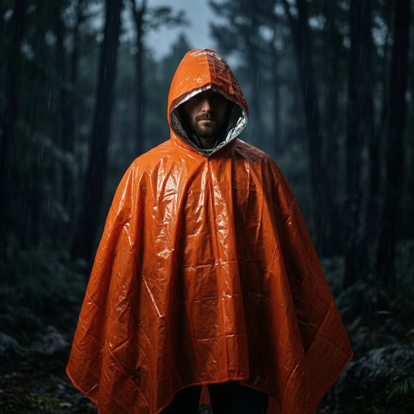 Hooded Rain Poncho Compact Emergency Poncho Raincoat Thickened Rainwear Tear-Resistant for Hikers, Emergencies, Hiking