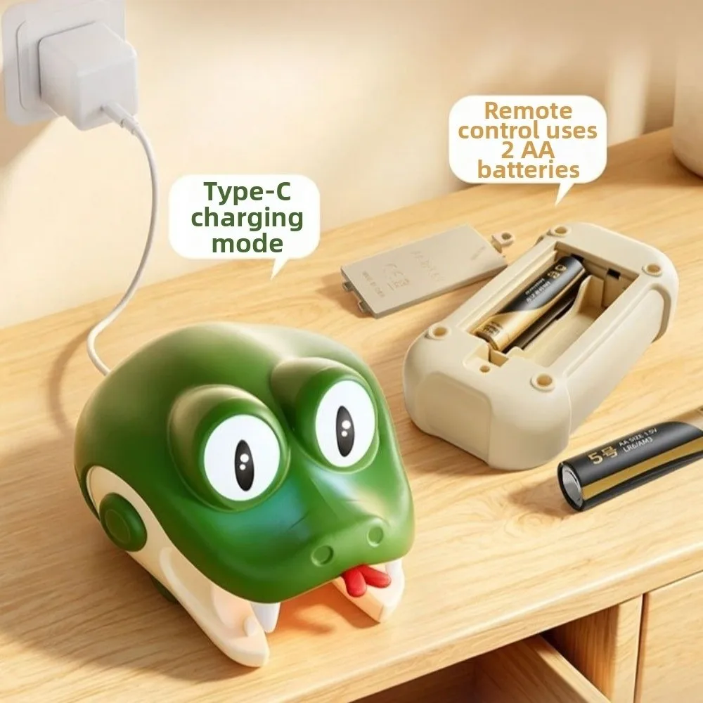 Light Up Eyes Remote Control Snake Toy Eyes Rotate Remote Controlled Magnetic Eating Snake Two Speed Modes