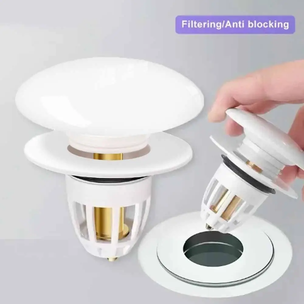 Ceramics Bathroom Sink Plug Stopper Drain Stopper Pressure Pop Bathroom Sink Drain Plug Anti-Odor Floor Drain Hole Plug