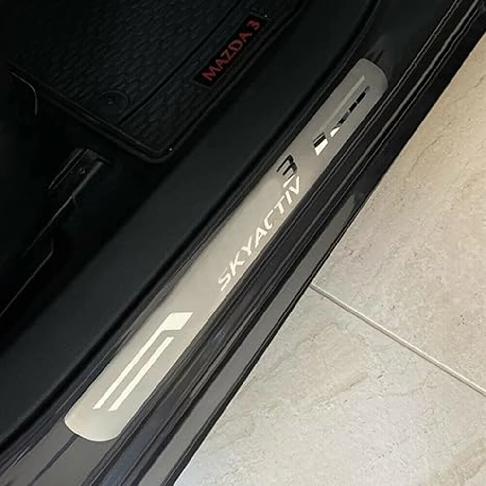 For Mazda 3 2023 2021 2019 Car Accessories Door Sill Trim Strip Stainless Steel Pedal Cover Protector Styling Auto Stickers 2024