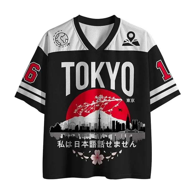 Tokyo Cherry Blossom 3D Printed Men's T-shirt, Women's and Children's Street Casual V-neck Short Sleeve Shirt