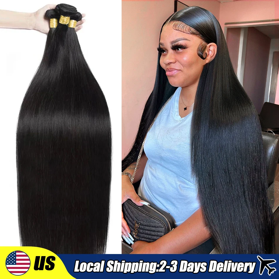 30 32 Inch Bundles Hair Brazilian Human Hair Weave Bundles Raw Virgin Remy Hair Bone Straight Bundles Extensions tissage