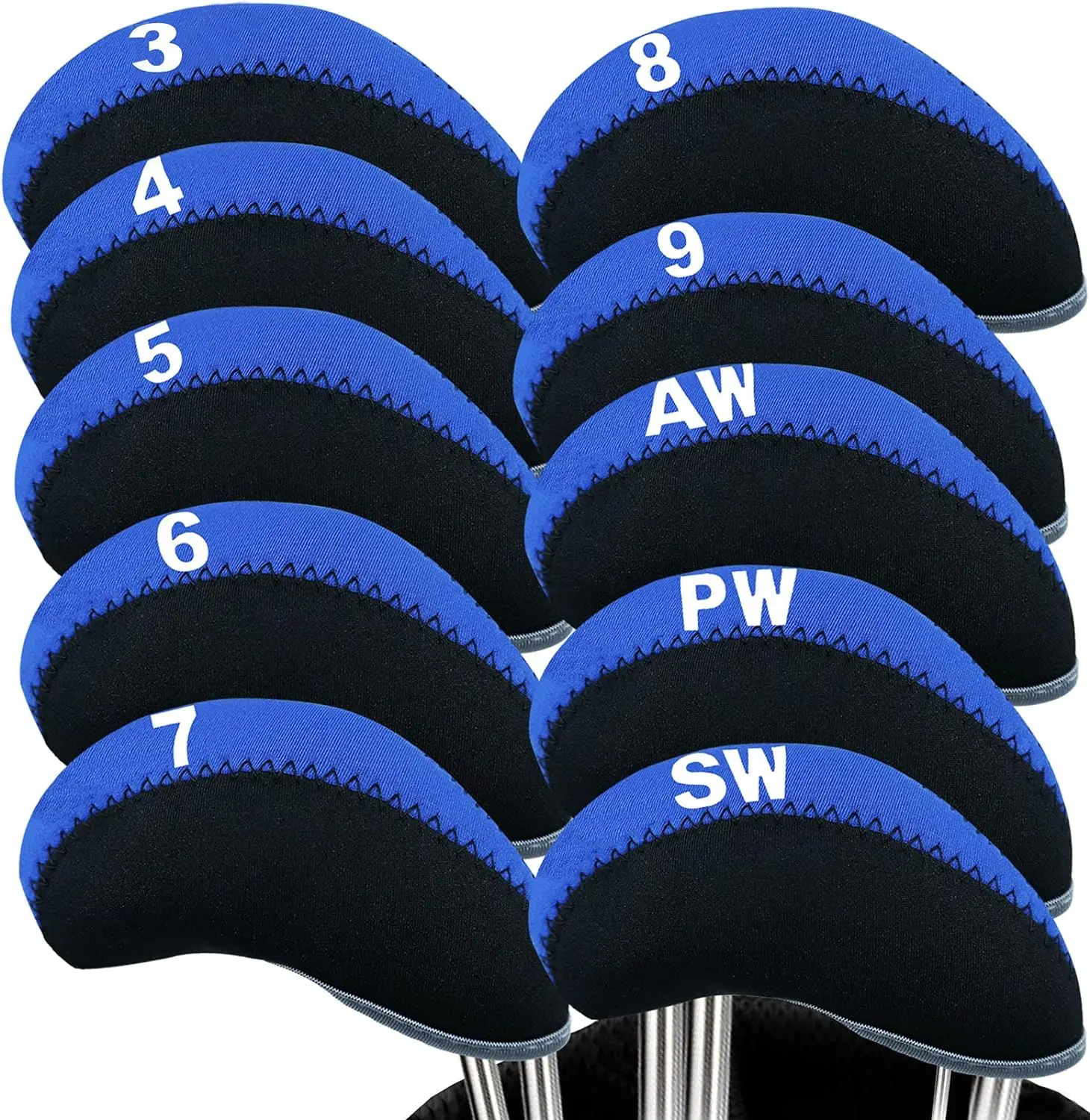 Golf Iron Head Covers 10pcs Set Putter Headcover Protector, Lightweight Durable Portable Universal Irons Clubs