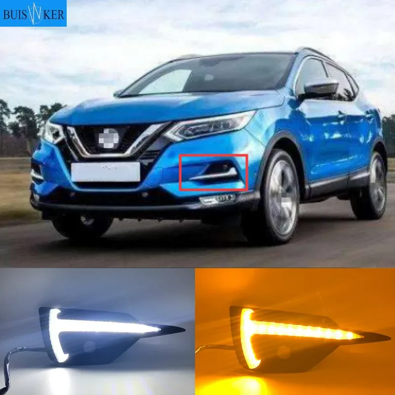 

1Set For Nissan Qashqai 2019 2020 Dynamic Turn Yellow Signal DRL Fog Lamp Car LED Daytime Running Light