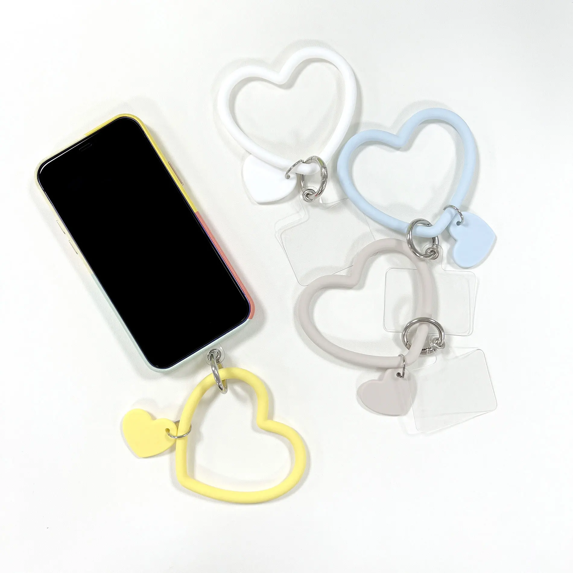 JCD Silicone Heart Loop Cell Phone Hand Wrist Strap With Key Chain Holder - Universal Mobile Phone Straps For All Smartphones
