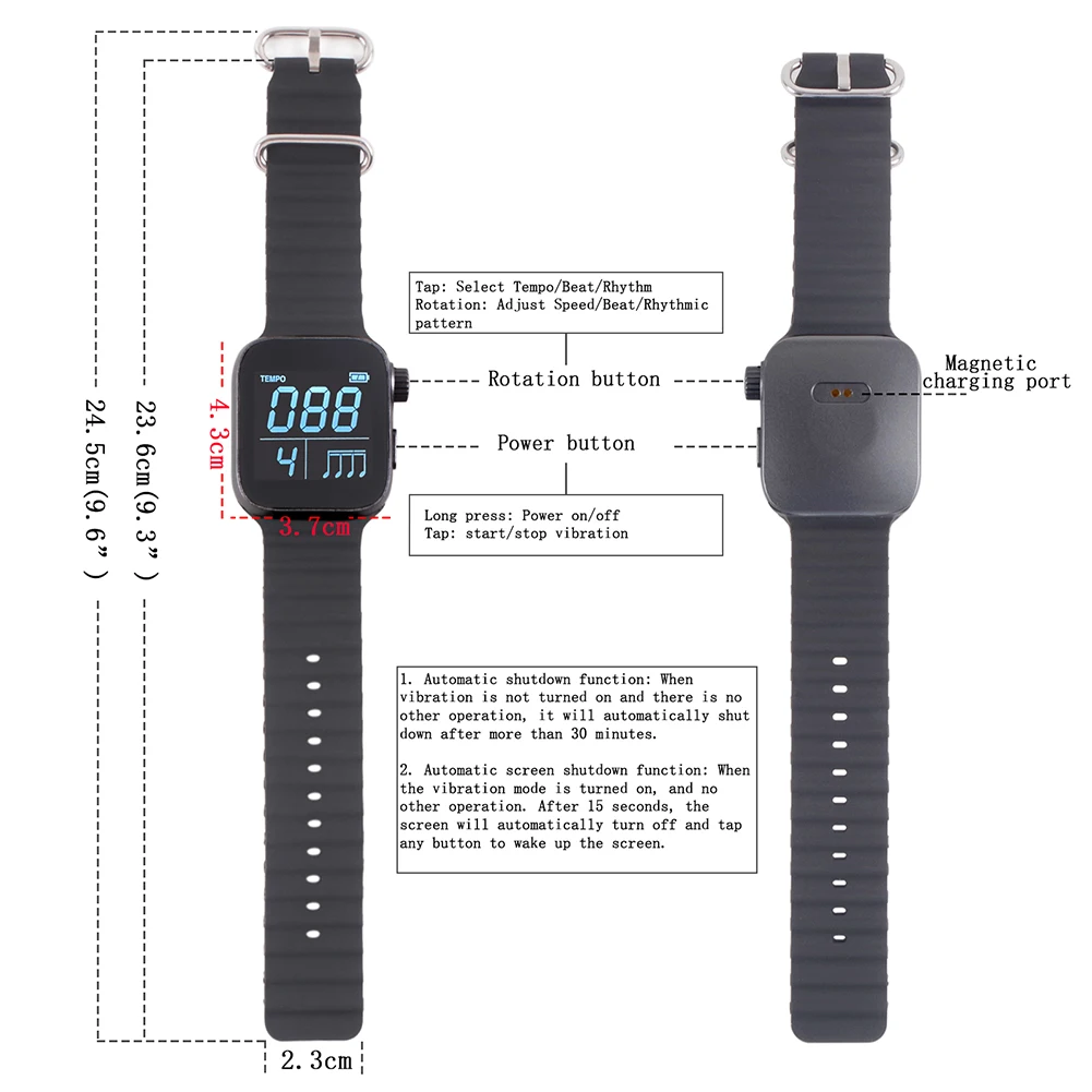 Wearable Metronome Smart Metronome Adjustable Strap Vibrating Metronome for All Instruments Music Instruments Metronome