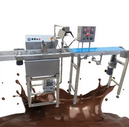 Automatic Mini Chocolate Covering Machine Small Chocolate Enrobing Line With Cooling Tunnel Chocolate Coating Machine