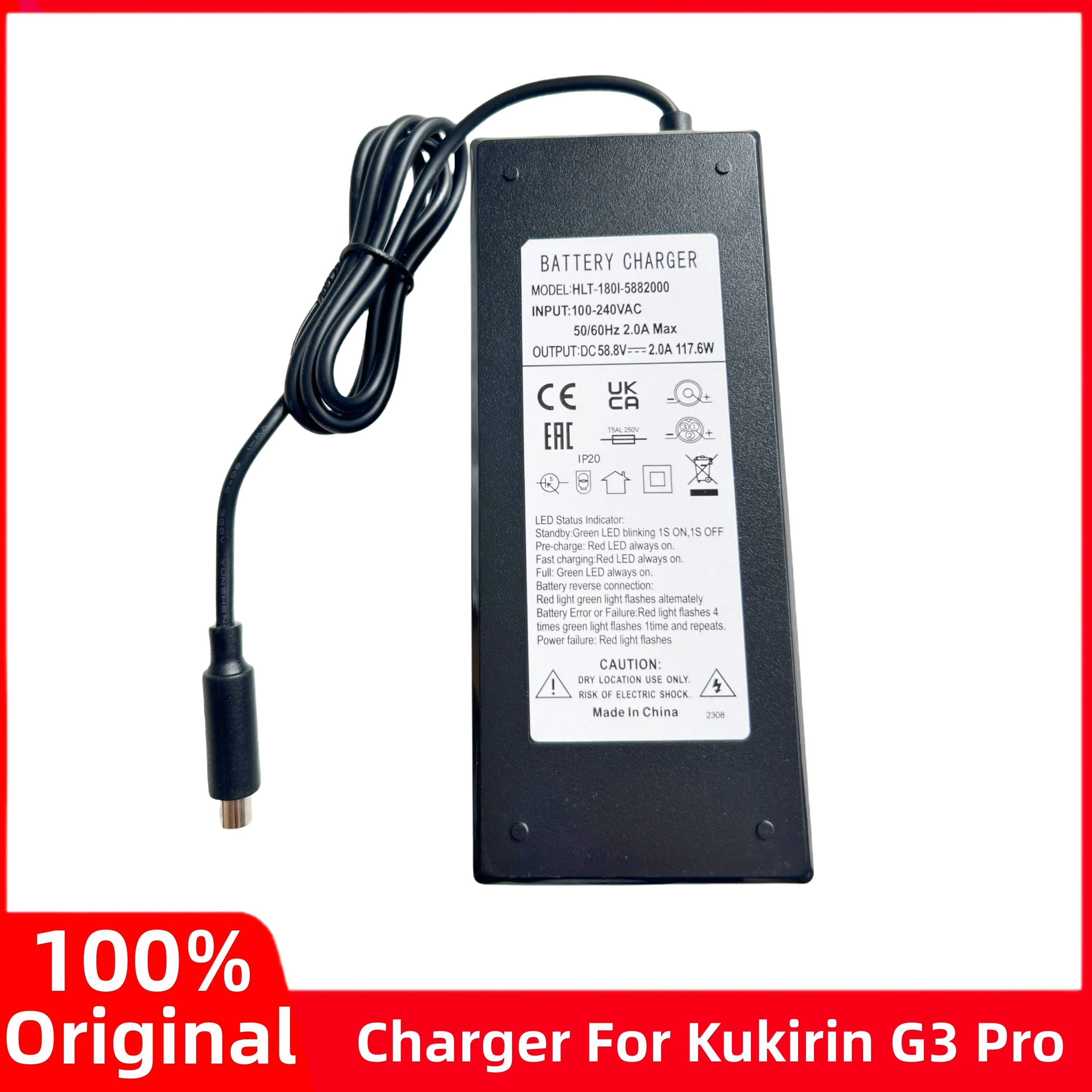 Original 58.8V 2.0A Lithium Charger For Kugoo Kukirin G3 Pro Electric Scooter Battery Charger Parts Replacement Accessories