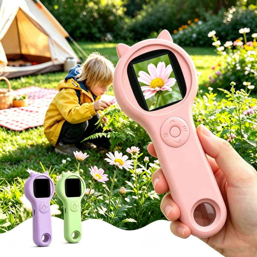 Kids Microscope Portable Handheld Magnifying Digital Microscope for Children Educational Science Toys Christmas Birthday Gifts