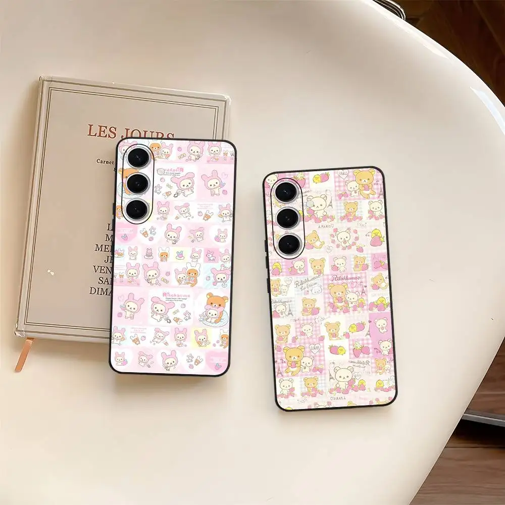 Cute Cartoon Rilakkuma Bear Phone Case For Samsung S 24 Fe 25 Ultra Plus 20 Lite 21 30 22 23 24 22 Ultra 5G Fundas