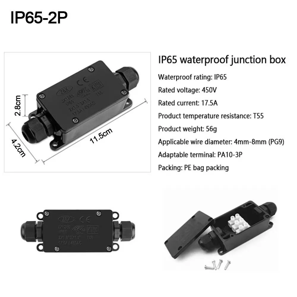 Retardant IP68 Electrical Junction Box ABS Plastic 2 Way 3 Way Cable Connector Outdoor Waterproof Box Electrical Outdoor