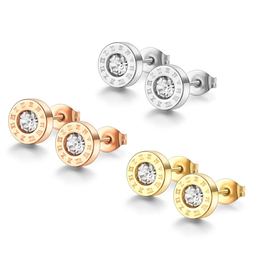 

2025 Stainless Steel Roman Earrings for Women Golden Couple Holiday Gift Earrings Fashion Ins Cold Wind Party Daily Jewelry