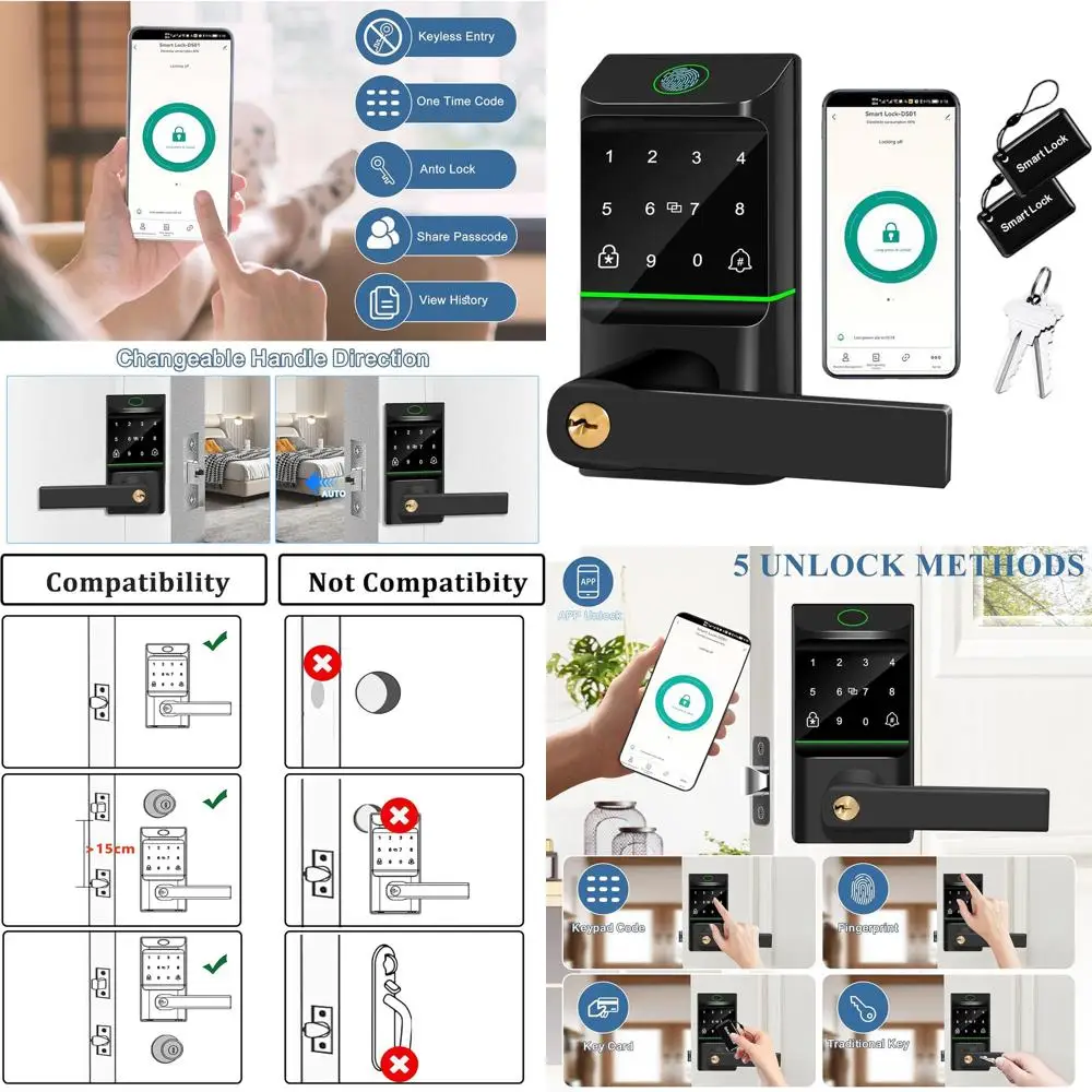 

Умный биометрический дверной замок с клавиатурой и управлением через приложение для безопасности дома и бизнеса