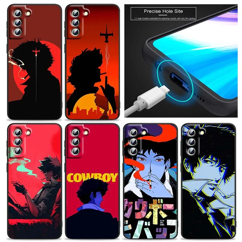 

Cool C-Cowboys B-Bebops Anime For Samsung Galaxy S25 S24 S23 S22 S21 S20 S10 Ultra Plus FE 5G Black Soft TPU Cover Phone Case