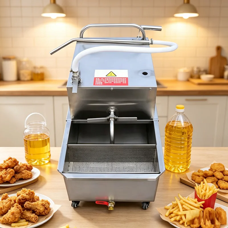 Commercial High-Capacity (48L) Oil Filtration Cart for Shortening and Cooking Oil – Precision Filtration for Fried Chicken Shops