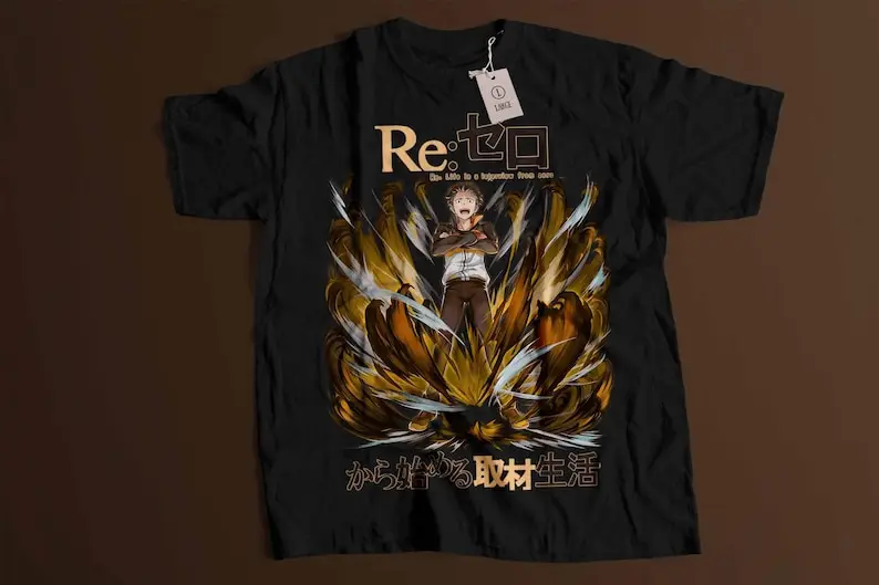 Re:Zero Unisex Tee, Emilia, Ram & Subaru Design, Kawaii Streetwear 03