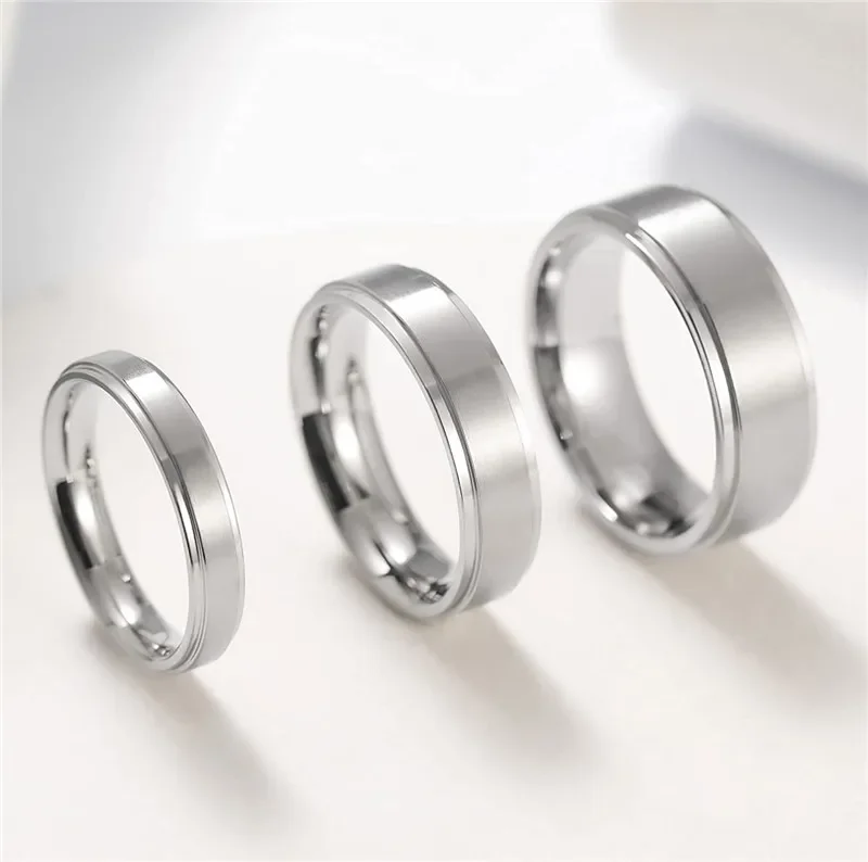 Somen 4/6/8mm Men Ring Titanium Silver Color Brushed Women Ring Unisex Wedding Band Simple Finger Rings Brand Jewelry bague