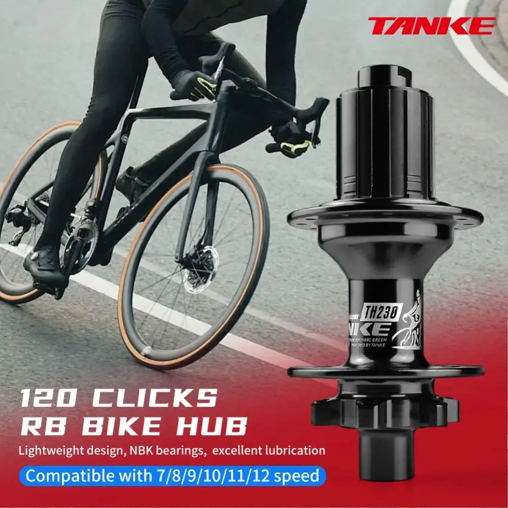

TANKE Road Bicycle Hub TH230 Front Rear 24H Folding Bike Hub Disc 4 NBKbearing for 8-9-10-11-12 speeds Thru axle 100x12 142x12MM