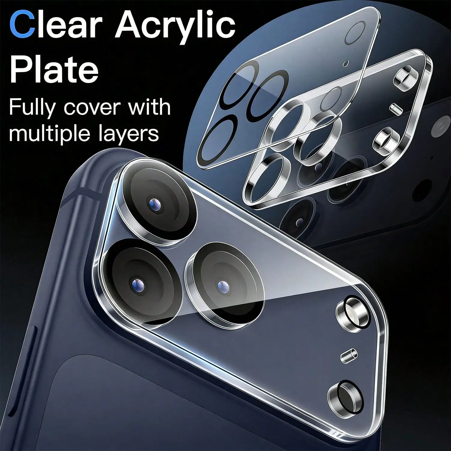Protector de Lente de Cámara Transparente de Alta Definición, Compatible con iPhone 17 Pro Max/17 Pro/17/Air/16e/16Pro Max/16Pro, Resistente a Arañazos, Dureza 9H, Instalación sin Burbujas, Incluye Adhesivo Antipolvo, Brinda Protección Necesaria