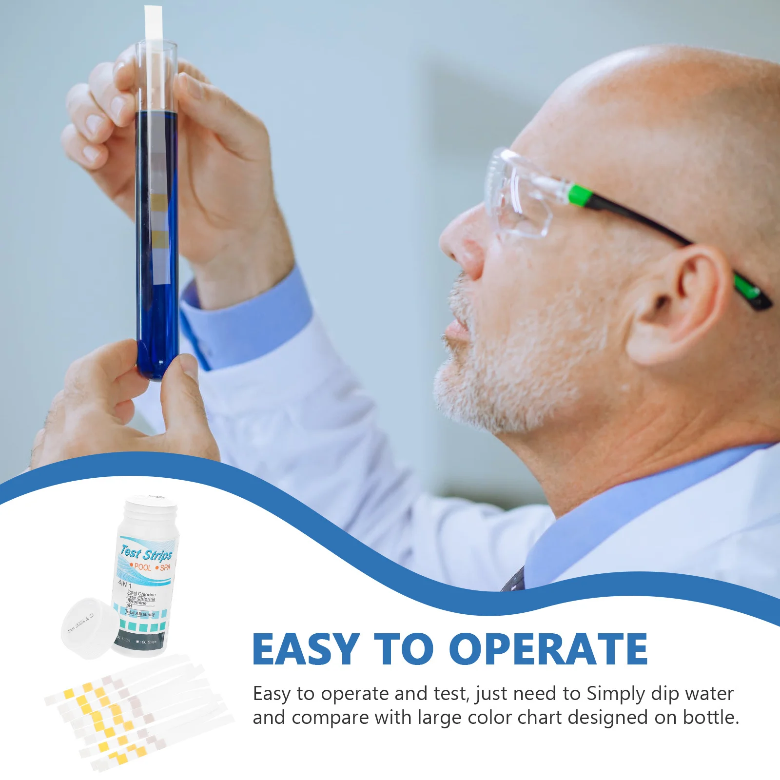 

50Pcs Pool Test Paper Professional Water Quality Testing Strips for Swimming Pool Spa Fish Tank PH Chlorine Test Kit