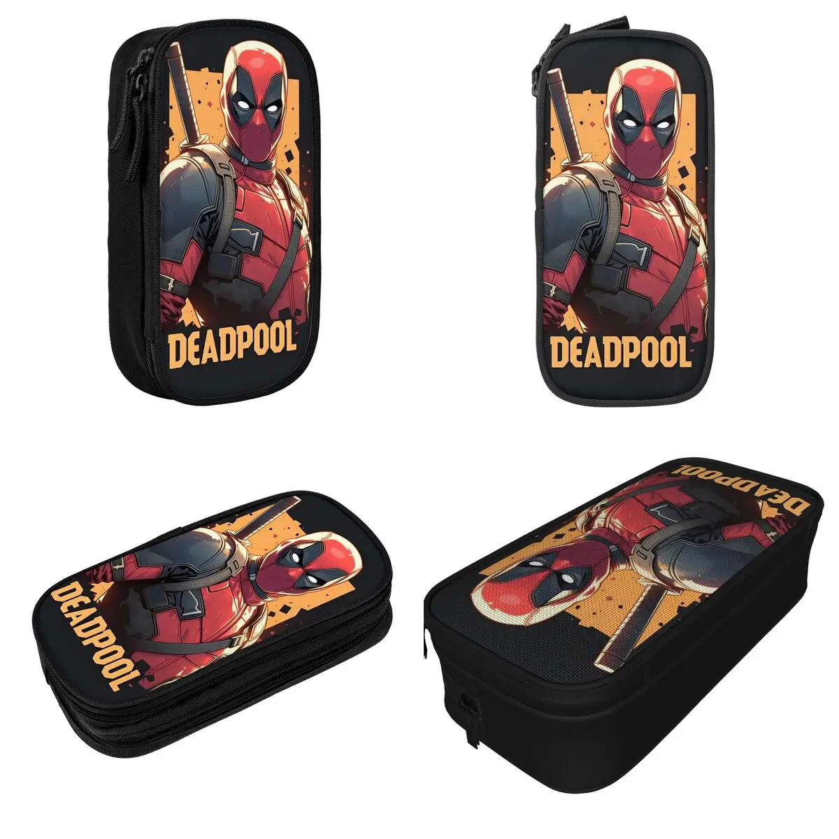 Imagem -02 - Estojos de Lápis Deadpool Superhero Art Fun Cartoon Anime Pen Box Bolsa para Estudante Grande Capacidade Material Escolar Lápis com Zíper