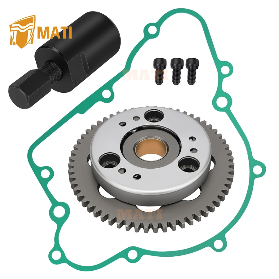 Starter Clutch One Way Bearing Idler Gear Gasket & 30mmx1.5 Flywheel Puller Tool Kit For Kawasaki Bayou 220 250 KLF220 KLF250