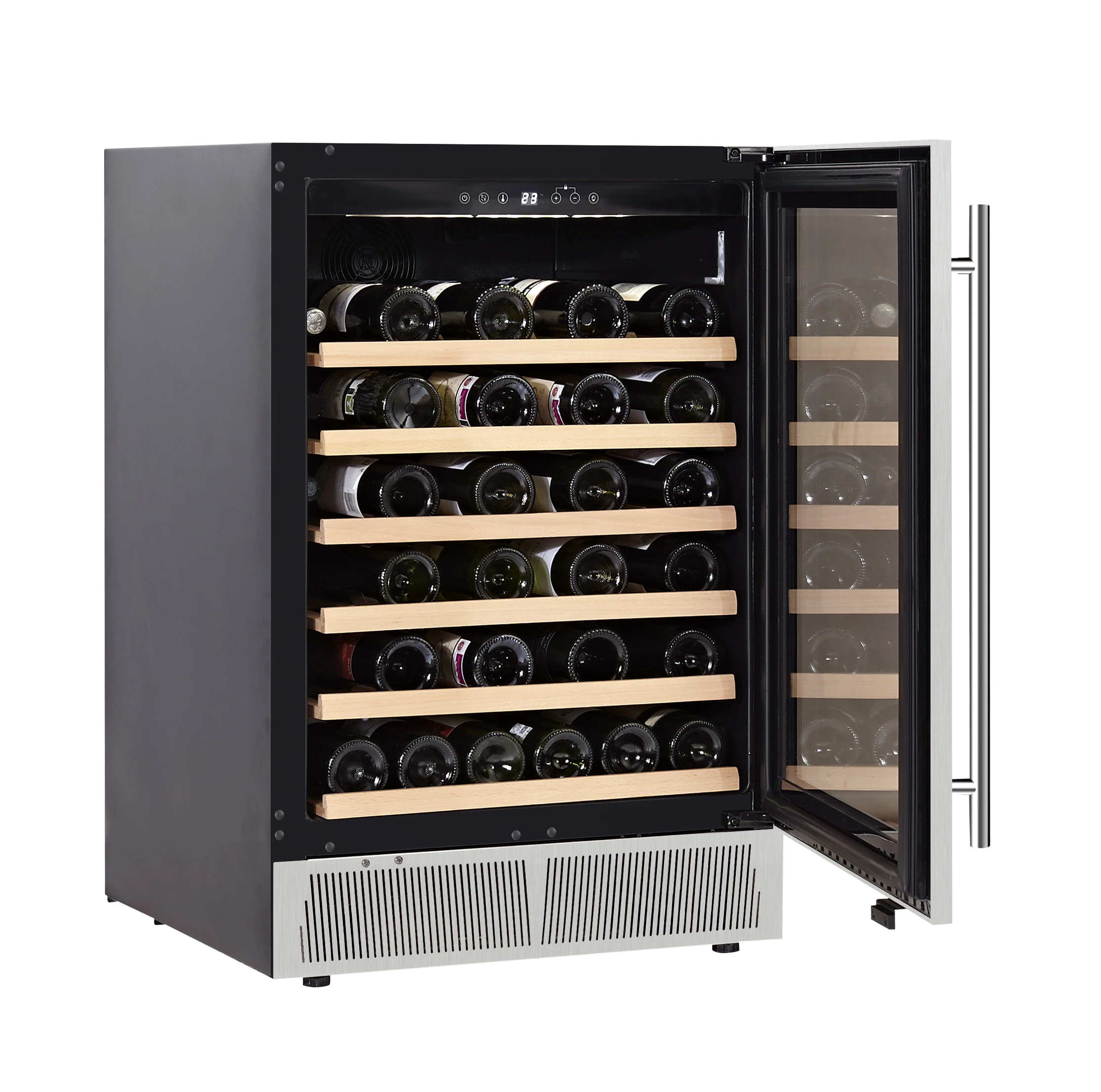 145L Bottle Stainless Steel Mini Wine Cabinet Refrigerator Red Wine Cooler Compressor Cooling System RV Hotels Electric Power