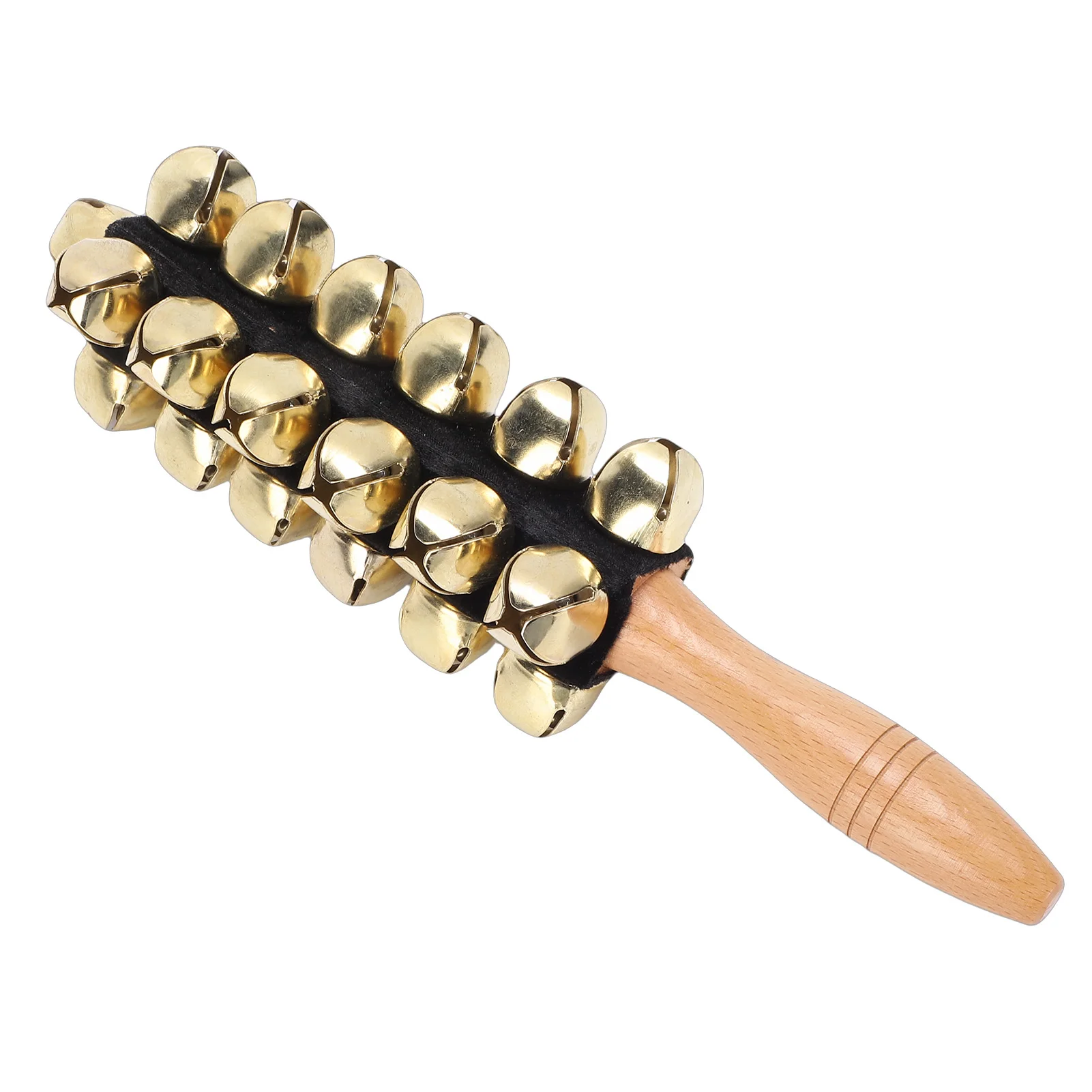 Sleigh Bell Beechwood Handheld Percussion Instrument Handbell with 25 Bells for Xmas Carols Parties Music Training Stage