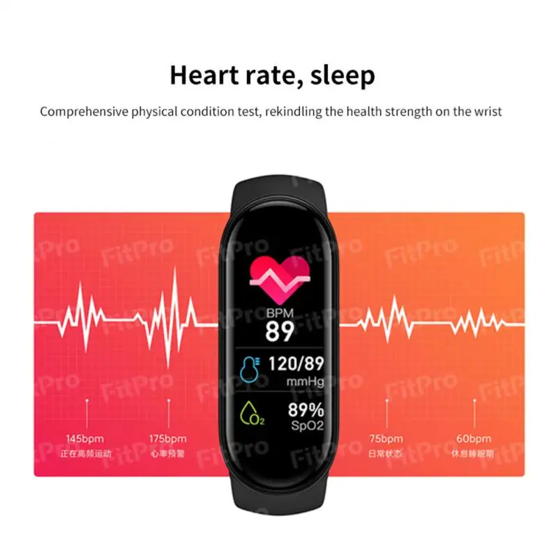 New M7 Smart Bracelet HD Large Screen Heart Rate Blood Pressure Blood Oxygen IP67 Waterproof Dynamic Dial