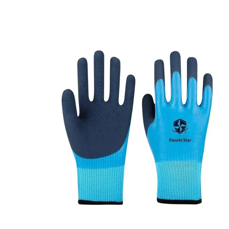 1 Paar öl- und wasserabweisende, rutschfeste, wasserdichte Handschuhe, mit Nitril beschichtete Arbeitshandschuhe für Gartenarbeiten, Reparaturen, Angeln und Sicherheitsarbeiten. – Detail 9